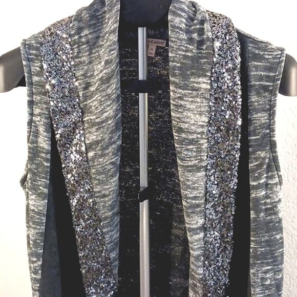 Juicy Couture Cardigan Sweater POCKETS Sz M Long Vest Sequins Modern CIty Vintag - Picture 7 of 15